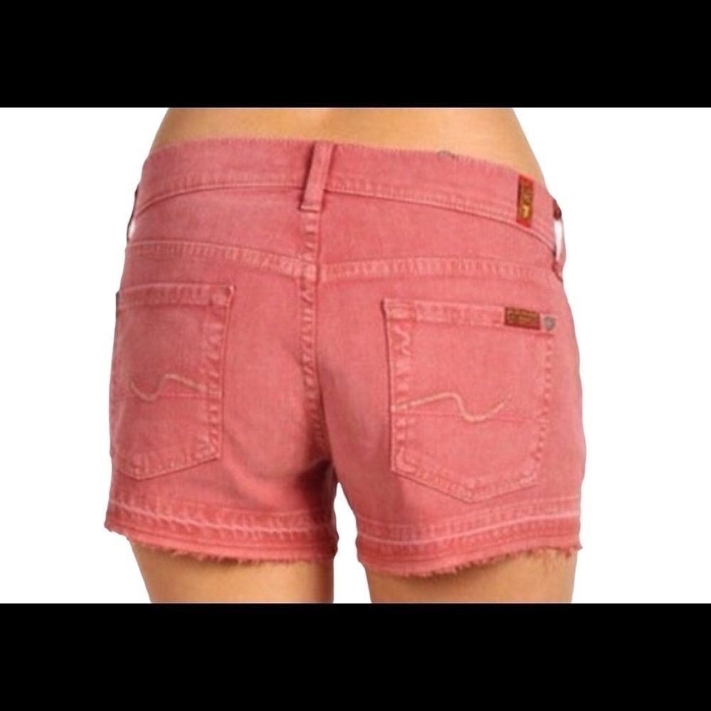 7 for All Mankind Faded Distressed Frayed Hem Jean Shorts - Picture 3 of 8